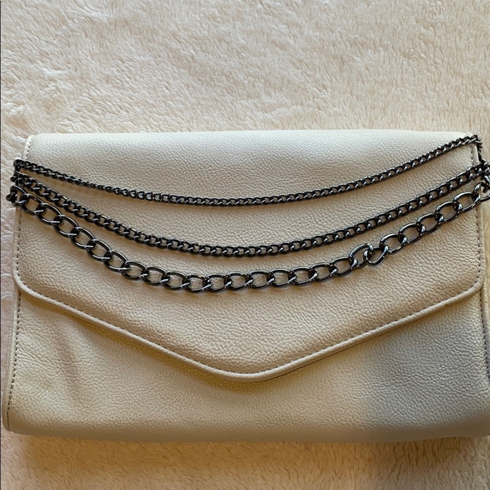 Steve Madden Ivory Clutch w/ Triple Chain  Design